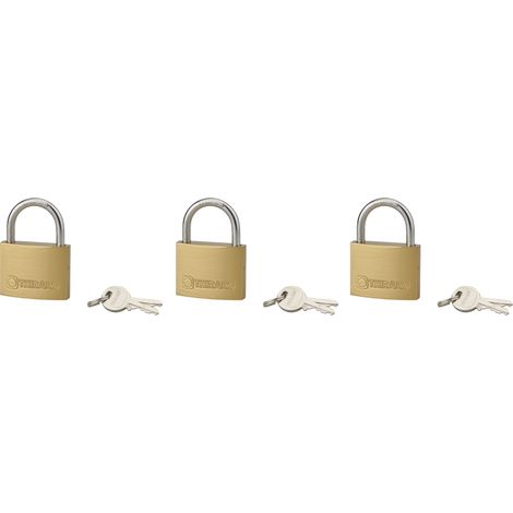 THIRARD - Lot de 3 cadenas TYPE 1, intérieur, 45 mm, anse acier cémenté, 6 clés, s'entrouvrant - THIRARD