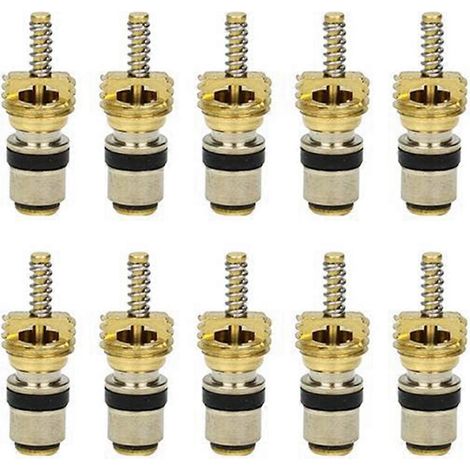 Lot de 10 noyaux de valve d'interface pour fluide frigorigène de climatisation compatibles avec Citroën Elysée, Volvo Beverly et Peugeot Picasso. (1/4)