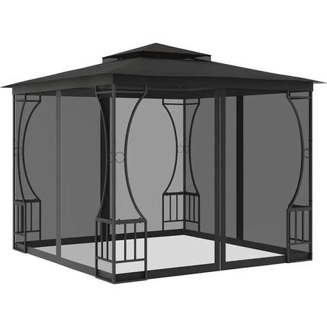 Un gazebo avec moustiquaire, 300x300x265 cm, couleur anthracite. (1/5)