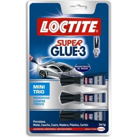 Pegamento instantaneo 1 gramo super glue3 3 tubos loctite (1/2)