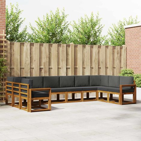 vidaXL Outdoor-Sofagarnitur mit Kissen 10 pcs Natur und Anthrazit (1/5)
