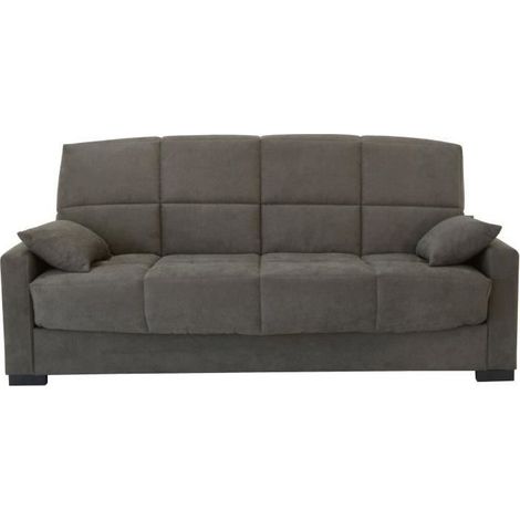 Canapé clic clac 3 places - Taupe - Matelas 17 cm - L223 x P96 x H 103 cm - MEGAN (1/5)