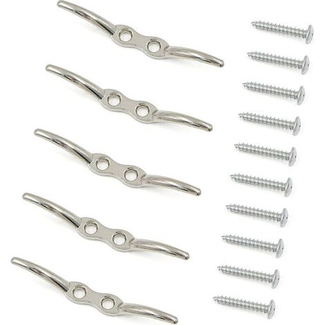 Crochet de mât en 5 parties (2-1/2"), crochet de mât aveugle en acier inoxydable, crochet de câble, taquets d'amarrage Cookmark, kit de nettoyage comprenant les vis de fixation (1/5)