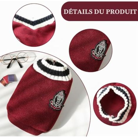 Ensemble 2 pièces pour chien : pull, pyjama, pull style scolaire pour chat, vêtements pour chien avec fine couche polaire, pull-over pour chiots, convient aux petits chiens, vert et rouge, taille M (1/3)