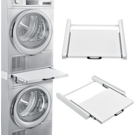 Marco para apilar Lavadora o Secadora - 60 x 54 cm - Pieza y Accesorio de Lavadoras - Universal - Ahorrar Espacio - Acero - Blanco [en.casa] (1/5)