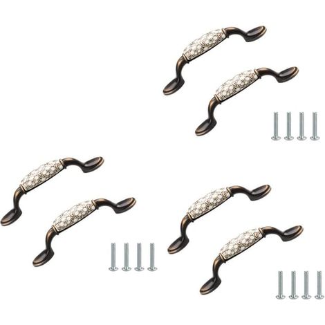 Set mit 6 Vintage-Küchenschrankgriffen aus Keramik, Zinklegierung, Lochabstand: 96 mm (1/5)