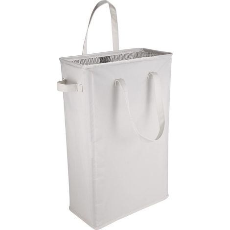 45L Paniers à Linge avec Poignées, Pliable Panier à Linge Mince Sac à Linge en Tissue Oxford Rectangulaire Corbeilles à Linge Sac de Rangement pour Salle de Bain 39x19x60CM (Beige) (1/5)