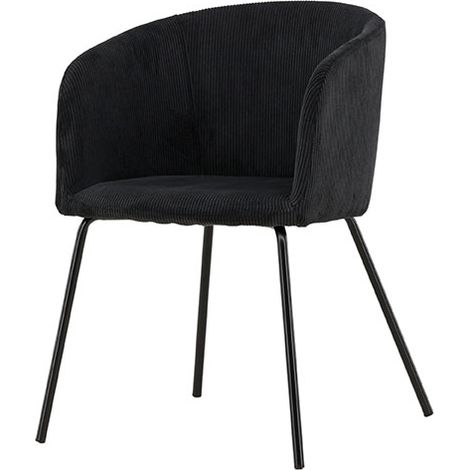 Berit chaise de salle à manger avec accoudoirs velours noir. (1/5)