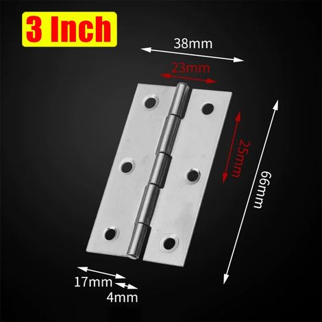 (3 pouces - 10 pièces) Charnières de porte universelles en acier inoxydable pour meubles, tiroirs et armoires - Accessoires de quincaillerie pour portes et meubles (1/5)