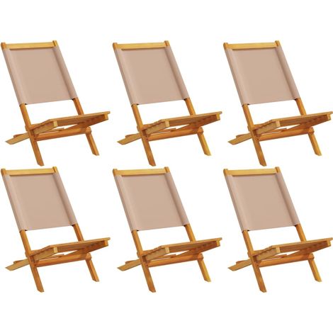 Maison Exclusive - Sedie Giardino Pieghevoli 6pz Tortora Tessuto e Legno Massello