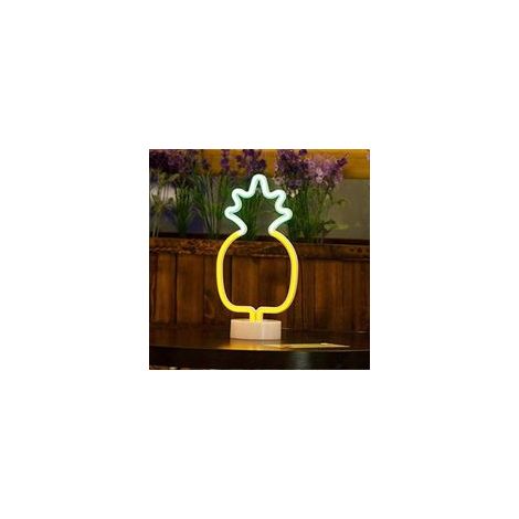 Niedliches, neonfarbenes Ananas-Leuchtschild mit dekorativer Halterung, Leuchtreklame für Weihnachten, Geburtstag, Kinderzimmer, Wohnzimmer, Dekoration - Crezuo