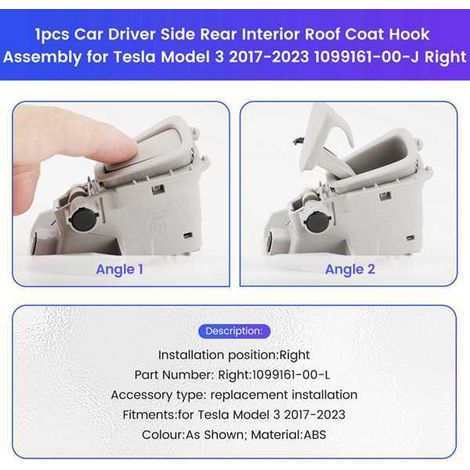 1099161-00-J and 1099161-00-L are suitable for the right-side coat hook of Tesla Model 3 (models 17-23). (1/5)