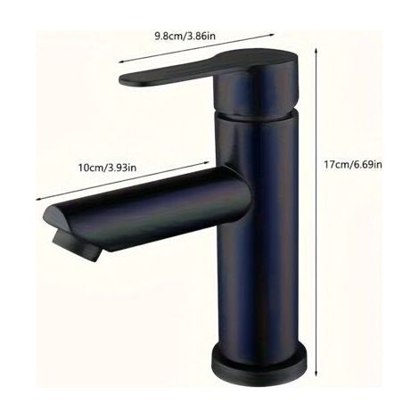 Mitigeur de Lavabo Salle de Bain en Acier Inoxydable 304 Noir – Eau Chaude et Froide, Robinet pour Vasque et Plan de Toilette, Design Moderne (1/3)