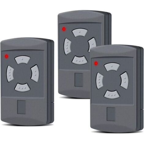 Hörmann Lot de 3 émetteurs manuels de remplacement pour porte de garage Hörmann 40,685 MHz 4 canaux compatibles avec HS2-40, HS4-40, HSE2-40, HSE4-40, HSM2-40, HSM4-40, bouton gris (1/4)