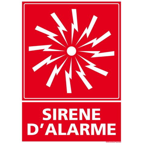 Panneau Sirène d'Alarme Incendie. Panneau Alarme Incendie. Sécurité Incendie. - Adhésif - 75 x 105 mm (1/5)