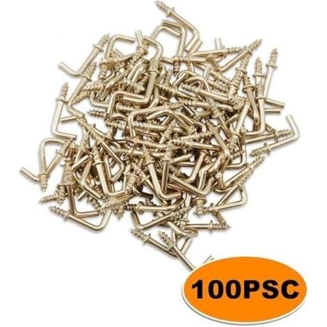 Pack of 100 1.27 cm right-angle screw hooks, square screw-in hooks, small hooks for hanging L-shaped hooks (1/5)