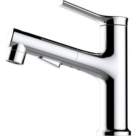 (Chrome)Bathroom Faucet with Pull-Out Sprayer - Three Water Modes, Single Hole Bathroom Faucet, Perfect for Family and Modern Bathrooms