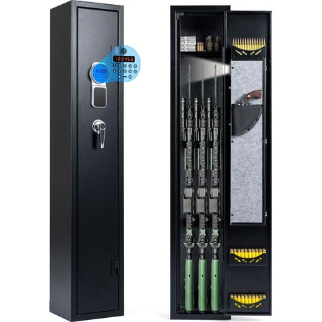 COSTWAY Armoire à Armes pour 8 Fusils, Coffre-Fort 2 Façons de Verrouillage (1/5)