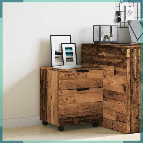 Classeur mobile - 856949 - Vieux bois - 45 x 38 x 54 cm - 4 roues (1/5)