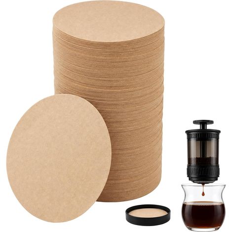 Lot de 1200 filtres à café 64 mm pour AeroPress, papier non blanchi, papier fin, filtre à café rond avec AeroPress Standard/Go, Bialetti Moka Pot et cafetière à expresso (marron naturel) (1/5)