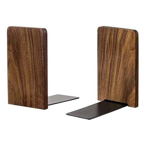 Serre-livres en noyer noir, étagère rectangulaire, décoratifs, serre-livres en bois massif (1/5)