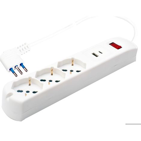 MULTIPRESA 3P. SCHUKO + 2P USB E SPINA 10A MAURER - CF. BLISTER