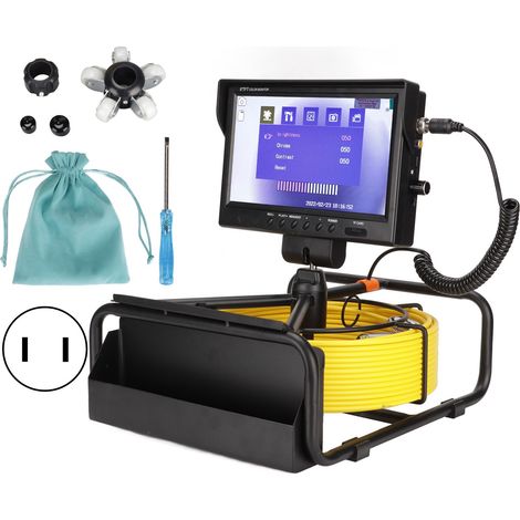 Endoscope vidéo 9 pouces avec carte mémoire 16G, caméra d'inspection de canalisation 20m, équipement endoscopique 100-240V prise US 65.6ft (1/5)