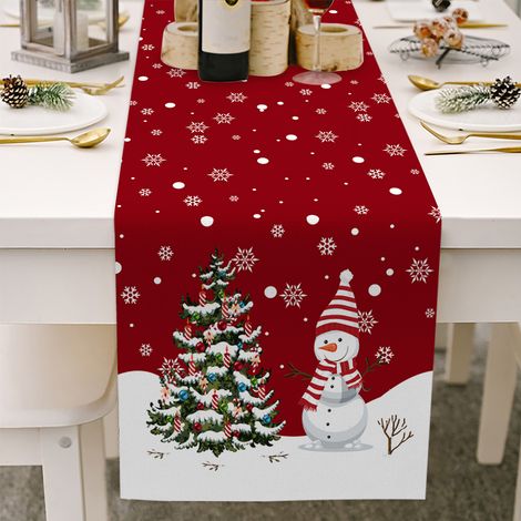 Nappe de Noël en lin et ficelle, thème Noël, fête, café, restaurant, cuisine, mariage, décoration intérieure (1/5)