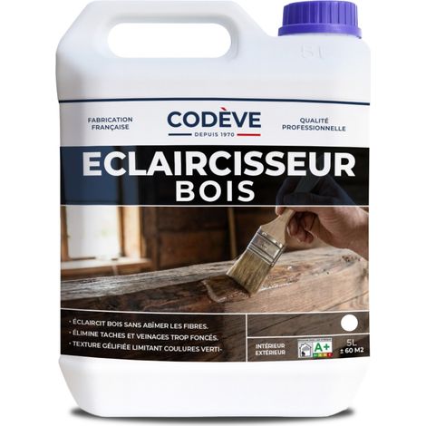 Codève Bois – Éclaircisseur bois 5 L – Dégriseur rapide pour bois dur – Action en moins de 30 mn – Prêt à l'emploi pour 12 à 14 m² (1/5)
