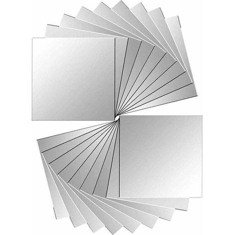 18 pièces miroir carreaux autocollant miroir autocollant miroir mural pour décoration murale argent 15 x 15 cm (1/3)