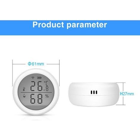 WLAN-Thermometer mit Hygrometer für den Innenbereich, Fernbedienung per App, HD-LCD-Display, USB/AAA-Anschluss, Feuchtigkeits- und Temperaturüberwachung, kompatibel mit Alexa, Google Assistant und Tuy (1/4)