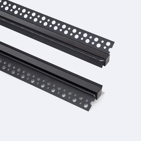 Profilo Alluminio Incasso in Cartongesso Angoli Concavi per Striscia LED fino a 8mm con Coperchio Continuo Nero 2 m Nero traslucido (1/4)