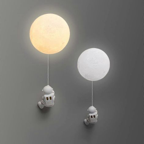 Lampe murale LED astronaute lunaire, imprimée en 3D, veilleuse pour chambre d'enfant, 3 modes d'éclairage, 15 cm (1/5)