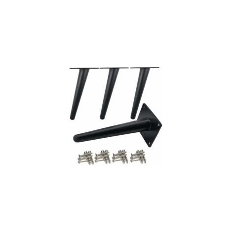 4-teiliges Set schräger Tischbeine, Metall-Schrankbeine, konische Möbelbeine, Edelstahl, Schwarz, 10 cm Höhe, geräuscharmer, rutschfester Fuß für Sofas, Tische und mehr – Crezuo