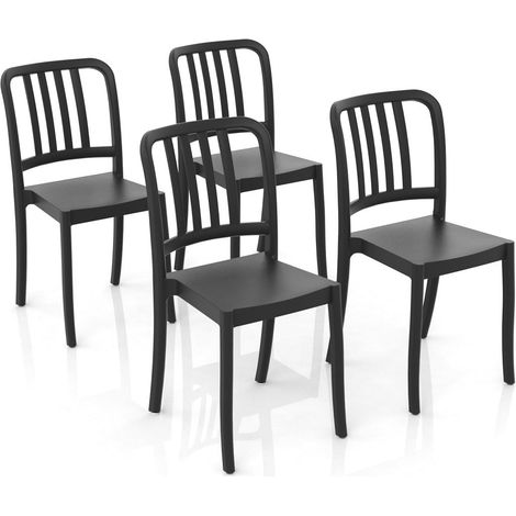 GLOUPIE Set 4 Sedie Impilabili Charme In Polipropilene Neutro Rinforzato Nero Grafite, L 41 x P 53 x H 84,5 Cm, Made In Italy (1/5)