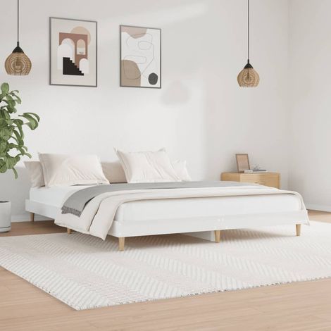 Bed Frame without Mattress High Gloss White 200x200 cm vidaXL (1/5)