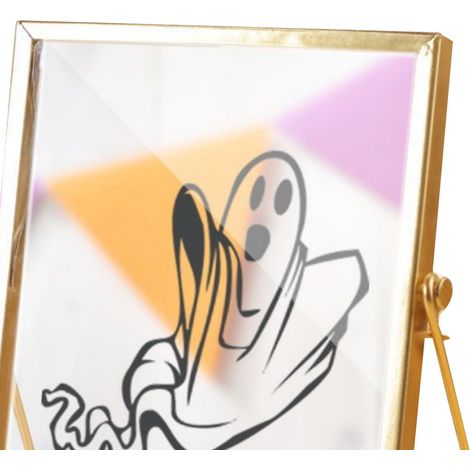 Cadre photo décoratif en acrylique étanche, thème Halloween, peinture dorée avec cadre métal, ornement mural 14,5x19,5 cm CBS721X06 (1/4)
