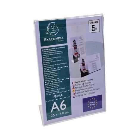 EXACOMPTA Tischaufsteller Exacompta Office Exacryl 10,5 x 15,4 x 5,5 cm (B x H x T) DIN A6 beidseitigverwendbar Beschriftungsschild auswechselbar Acryl kristall