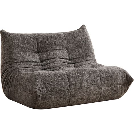 Canapé en tissu chenille, fauteuil relax bas au sol, chaise design sans bras, pouf fauteuil près de cheminée, sofa moelleux ras du sol pour salon, chambre, salle de jeux, bureau. (1/5)