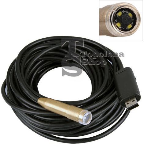 TELECAMERA ENDOSCOPICA 5 MT 4 LED CAVO SONDA FLESSIBILE USB 5 METRI ISPEZIONE