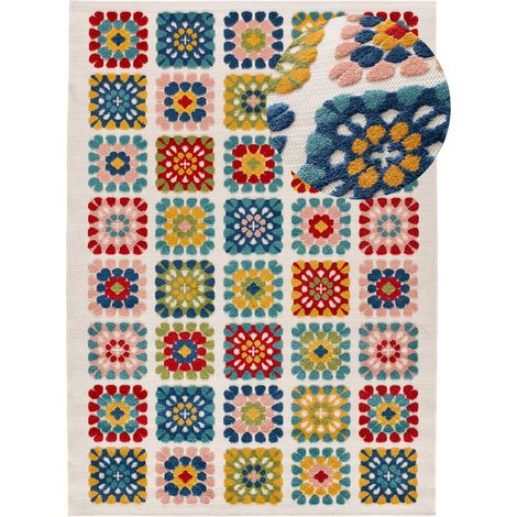 ATTICGO Tapis d'extérieur géométrique avec relief MILA 28 Multicolore 120x170 cm (1/5)