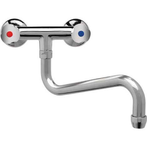 Robinet mélangeur bi-trou modèle lourd 3/4' fixation murale col bas 250 mm - Gastro M