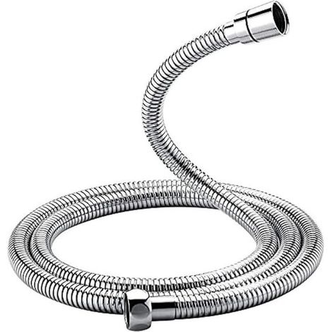 Manguera de ducha - 150 cm - Acero inoxidable - con protección antitorsión - Conexión de 4 cm, rosca macho de 20 mm - Plateada (1/5)