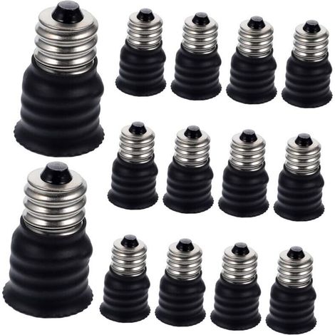 Adaptateur D'ampoule E12 Vers E14 Léger En Plastique Noir, Convertisseur De Culot De Lampe 15 Pièces, Compatible Ampoules Standard, Pour Garages Et Ateliers (1/5)