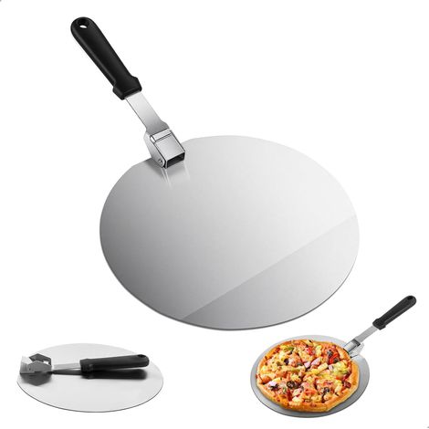 Pizzaschieber – 1 Stück – Edelstahl – Klappgriff – Für Backofen und Grill – 30,5 x 29,5 cm (1/5)