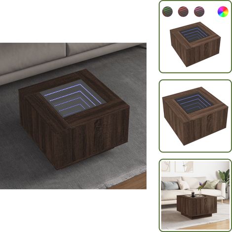 vidaXL LED-Couchtisch Braun Eichen-Optik 60x60x40 cm Holzwerkstoff (1/5)