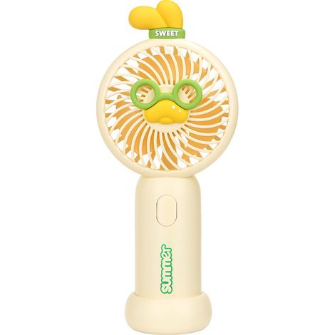 Petit ventilateur portable à main, mini ventilateur USB à support, ventilateur rechargeable de style dessin animé, ventilateur étudiant-AquaForge (1/2)