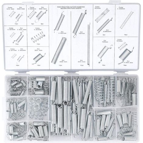 Kit combiné de ressorts 200 pièces – Ressorts de tension et de compression en acier inoxydable – 8 tailles pour applications variées