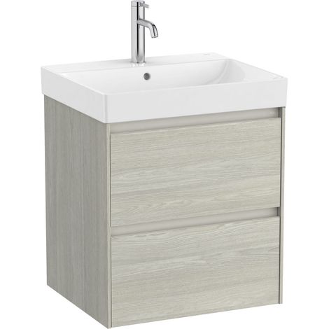 Pack Unik mueble roble claro de dos cajones + lavabo ONA - ROCA