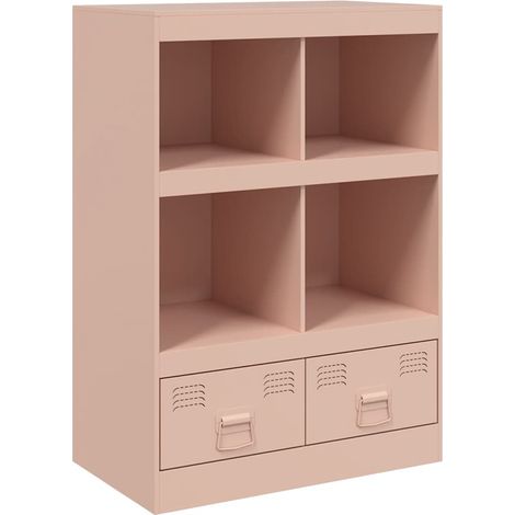 Maison La Vie - Buffet haut pour salon - Meuble de rangement rose 67x39x95 cm acier bu1527